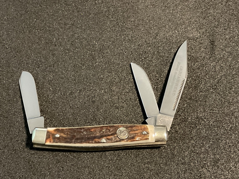 CRISNER INDIAN HEAD STOCKMAN KNIFE. MADE IN SOLINGEN GERMANY.