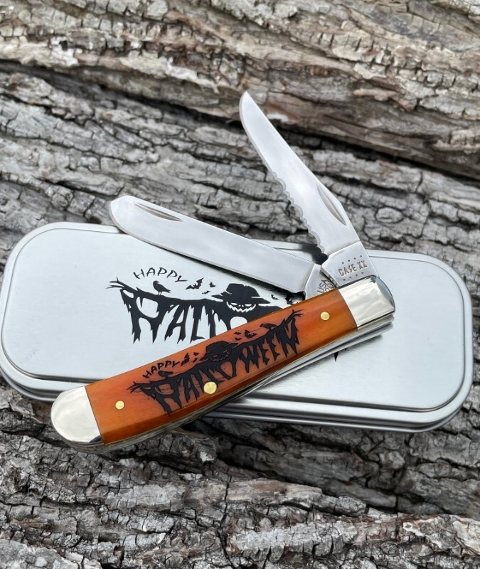 CASE XX ** 2022 ADE HALLOWEEN ORANGE/BLACK SMOOTH BONE PUMPKIN CARVER