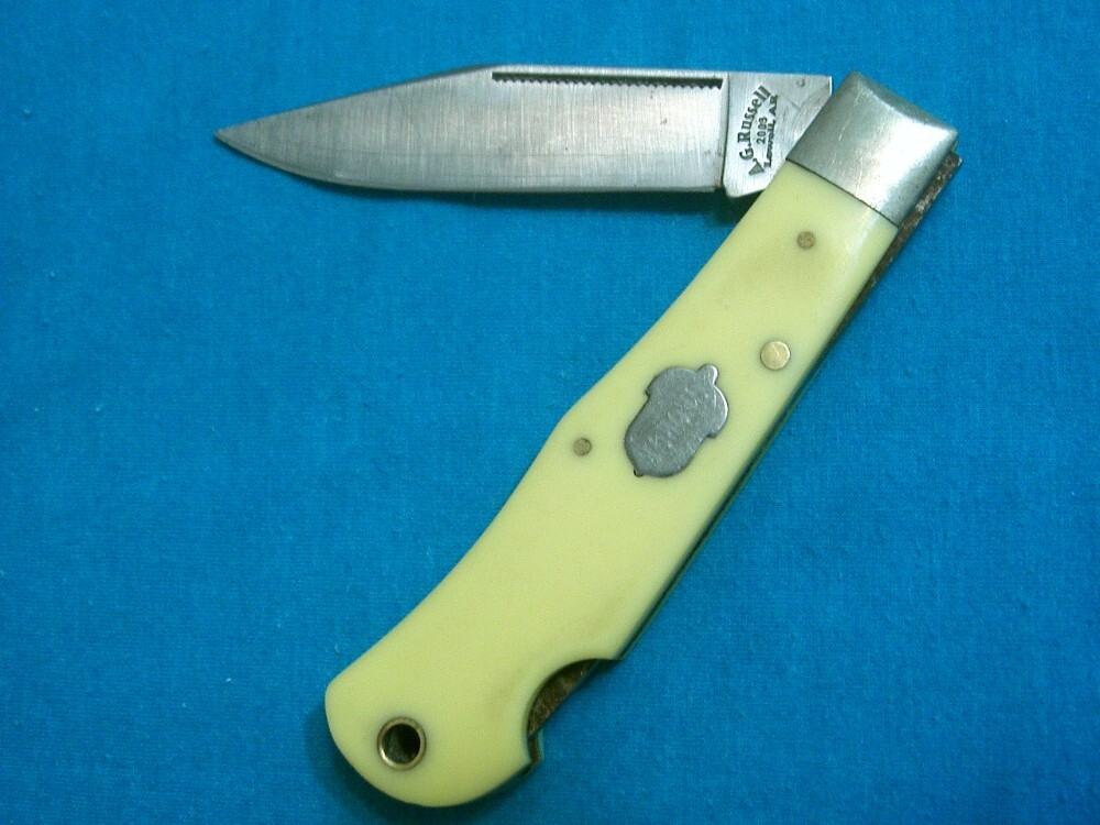 A.G. AG RUSSELL 2003 USA ACORN JIGGED BONE LOCKBACK BAREHEAD FOLDING ...