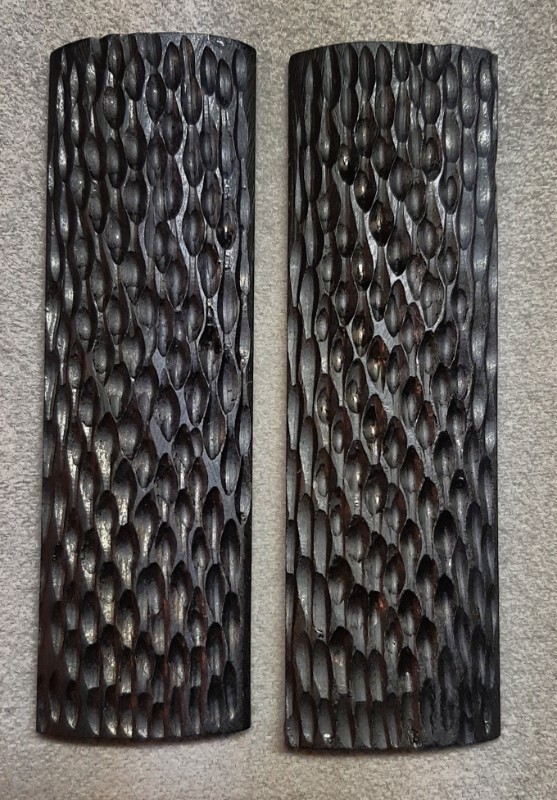 Amber Peachseed Jigged Bone Handle Blanks Pair