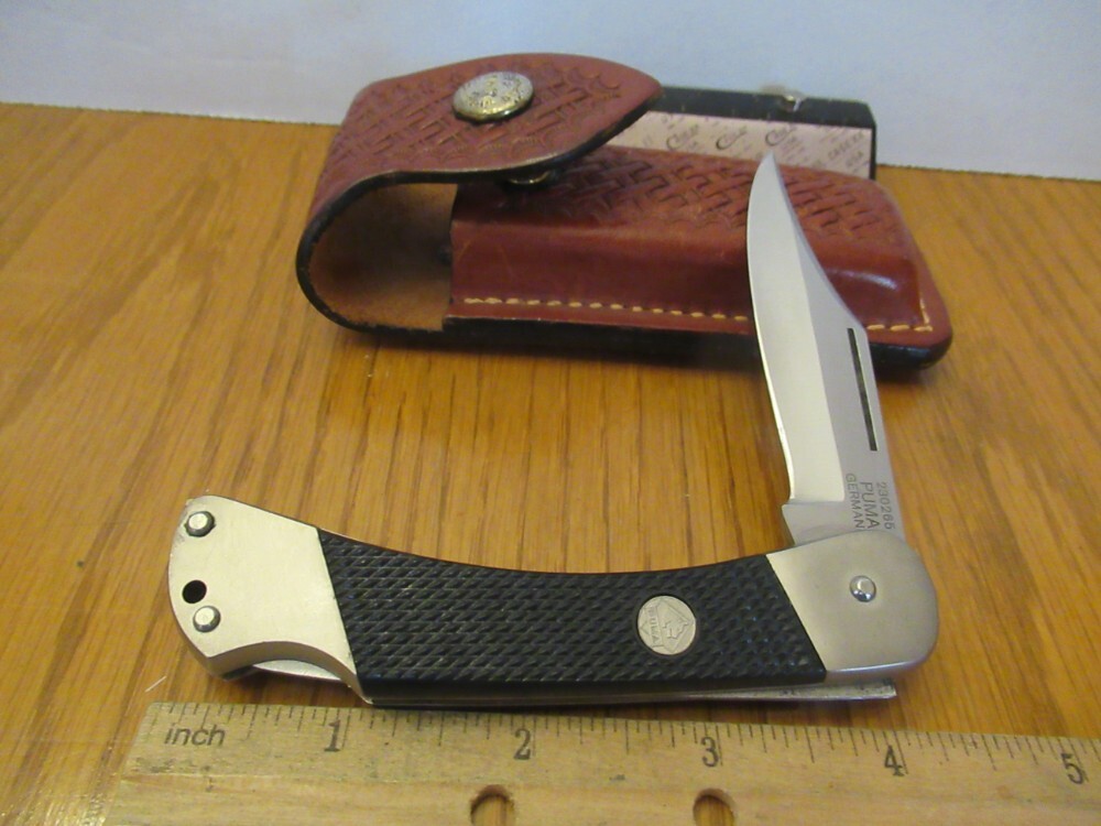 Puma Folding Lock Back Hunter with Leather Sheath