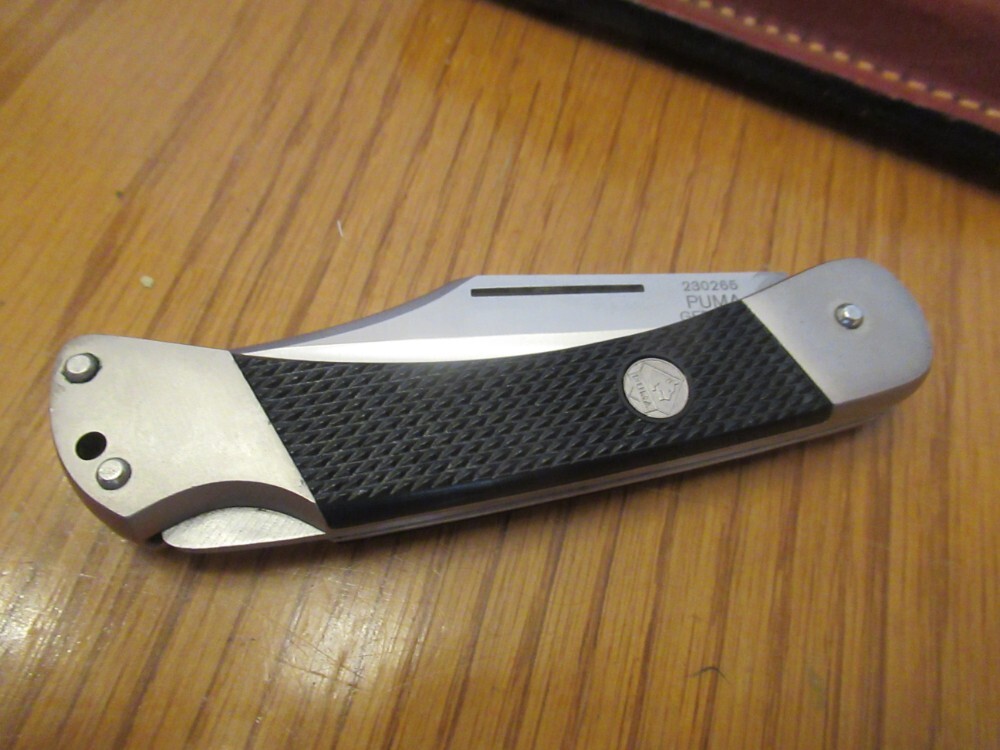 Puma Folding Lock Back Hunter with Leather Sheath