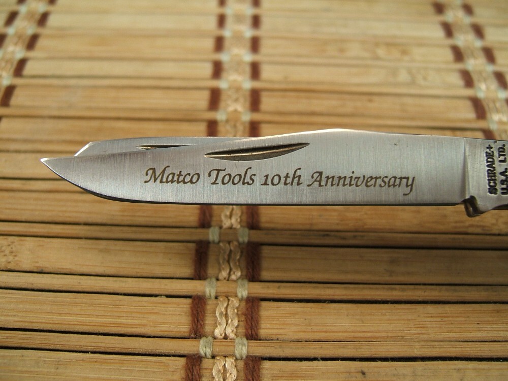SCHRADE+ USA LIMITED EDITION SCRIMSHAW VINTAGE TRAPPER MATCO TOOL