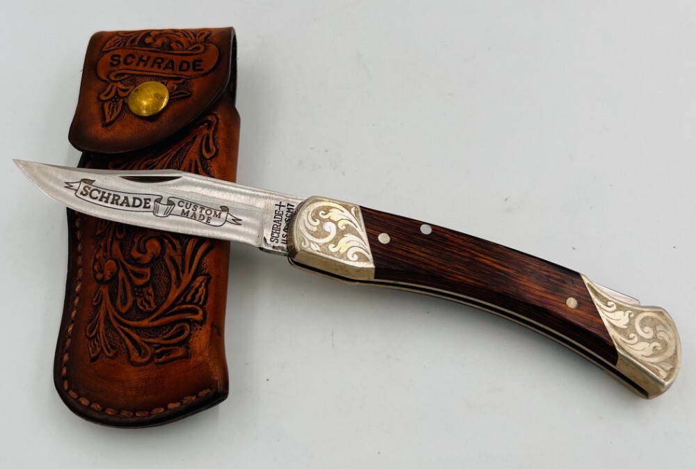 Vtg Schrade SCM-7 CUSTOM Folding Lock-Back Hunter Knife W Vtg Schrade SCM-7 CUSTOM Folding Lock-Back Hunter Knife W