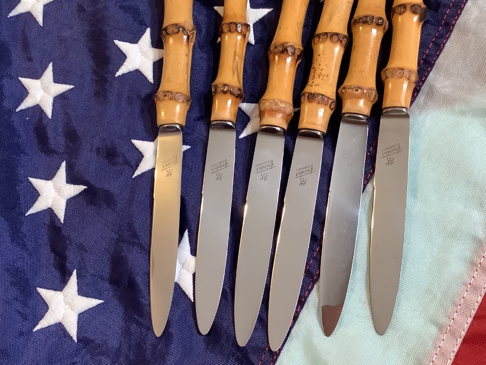【未使用・希少】ヘンケルス Friodur ナイフセット 木製ハンド ルドイツ製 Vint JA Henckels Friodur -6 Knife Set -Great Bamboo Handles