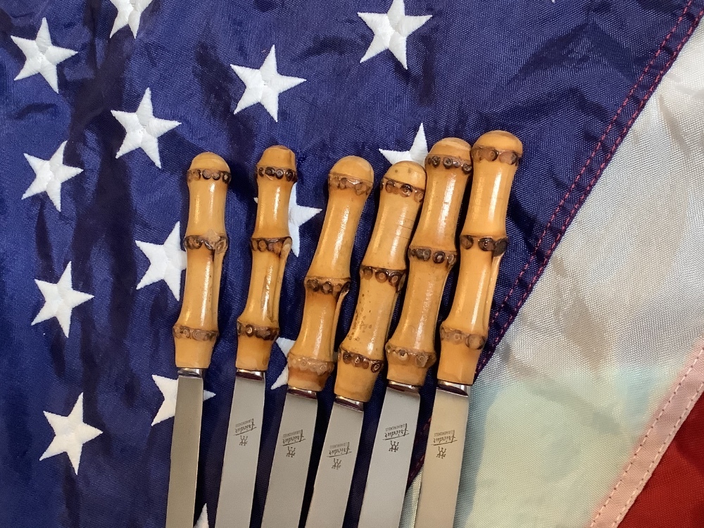 【未使用・希少】ヘンケルス Friodur ナイフセット 木製ハンド ルドイツ製 Vint JA Henckels Friodur -6 Knife Set -Great Bamboo Handles