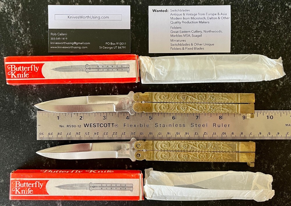 2 Vintage Balisong Butterfly Knives From Pakistan, Nice Brass Handles