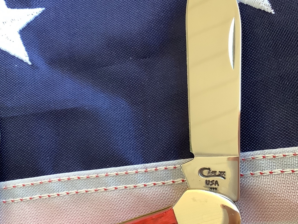 1997 Case xx Canoe Knife wIth Great Pocketworn Red Pick Bone Handles ...