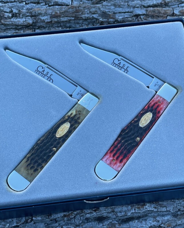CASE XX ** 1987 RED GREEN BONE CHEETAH SET