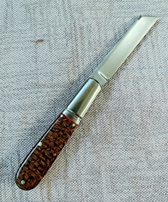 Kroo BeanBag Micarta Sheepsfoot Barlow.Rwl34.3.75.fluted bolsters.filework.spacers.liners a slip