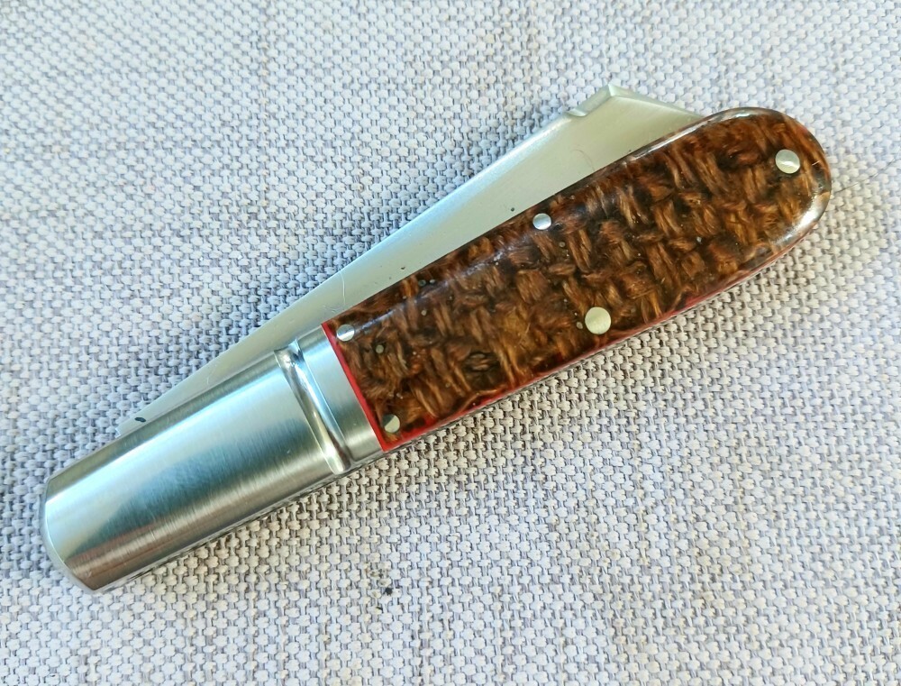 Kroo BeanBag Micarta Sheepsfoot Barlow.Rwl34.3.75.fluted bolsters.filework.spacers.liners a slip