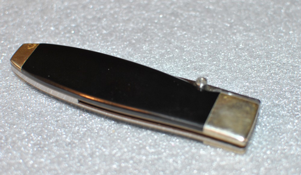 オールブラックスの切手 FLT-1 Seki Japan Folder Black Micarta Liner Lock 1980's Mint