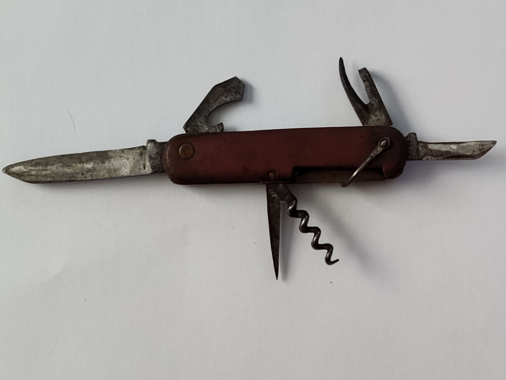 Solingen--Wooden Handle Vintage German Multi-tool Pocket Knife