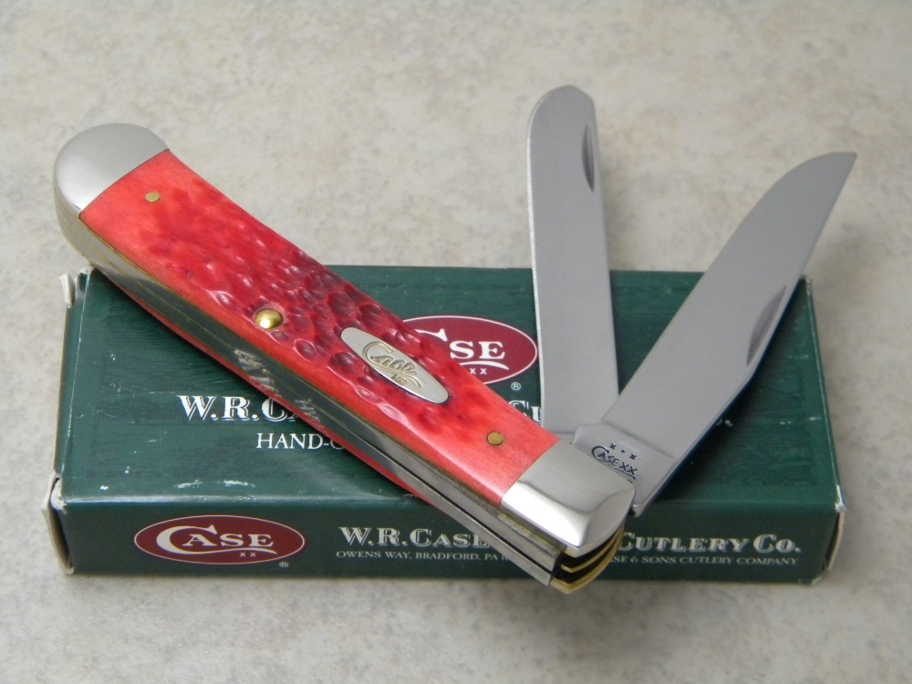Case XX USA 2002 Dark Red Bone 6254 SS Trapper Knife in Box
