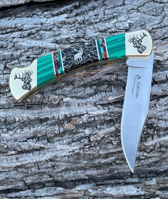 Couteau Pliant Buck 110 Brian Yellowhorse Édition Chasseur Élan - Personnalisé Et Collection