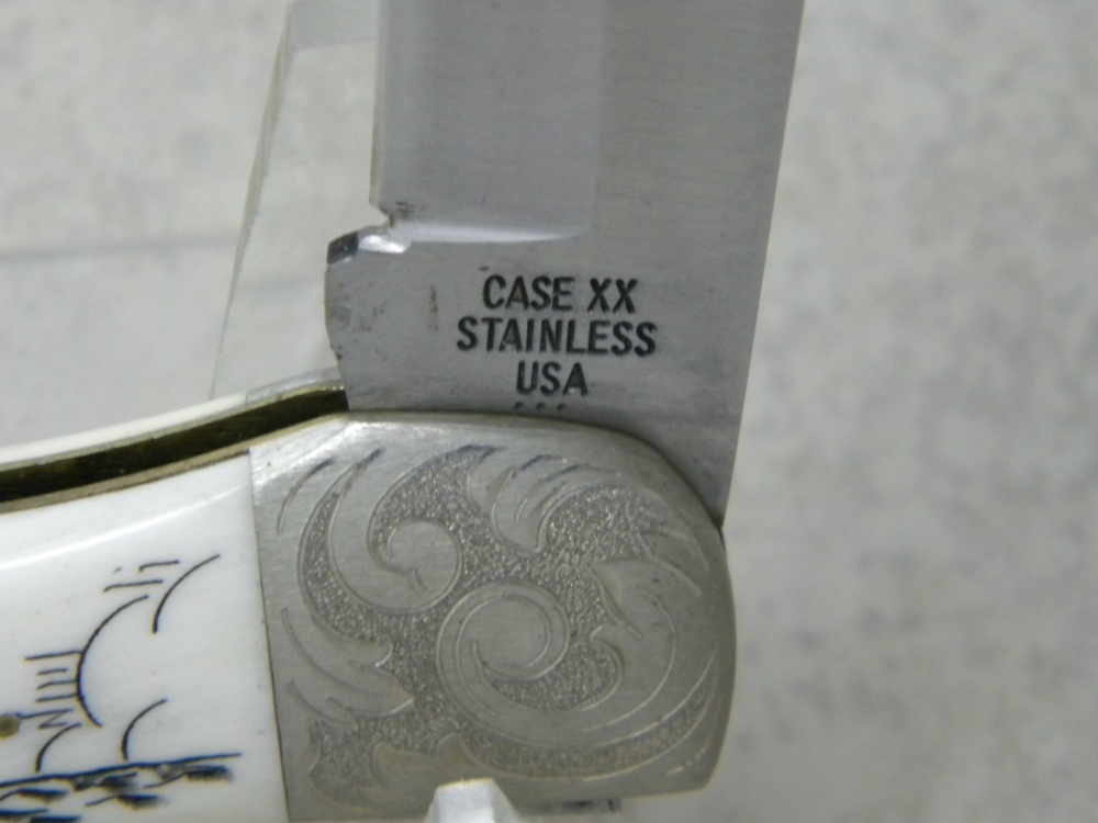 Case XX Stainless USA 3 Dot (1977) W165 SSP SAB Scrimshawed Bone