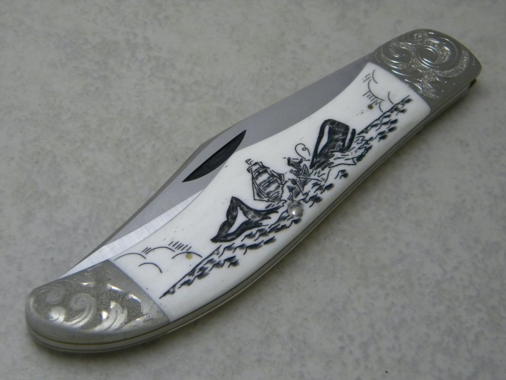 Case XX Stainless USA 3 Dot (1977) W165 SSP SAB Scrimshawed Bone