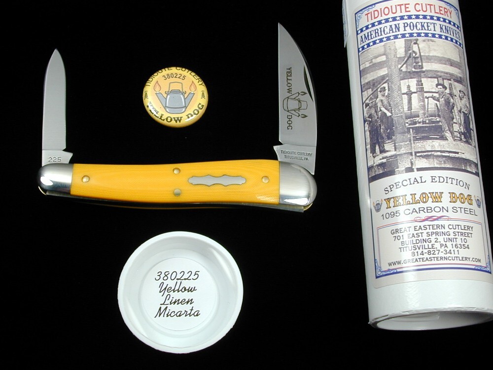 Great Eastern Cutlery GEC Yellow Linen Micarta Yellow Dog Whittler