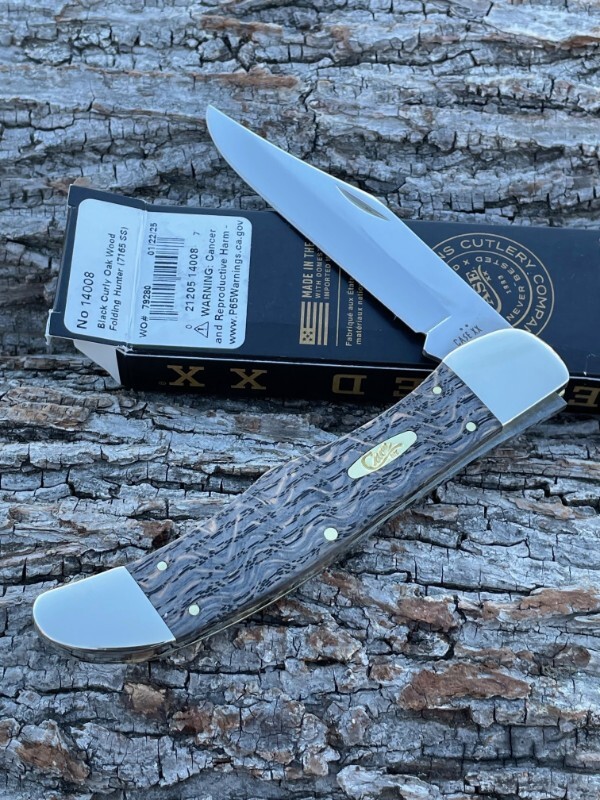CASE XX ** SMOOTH BLACK CURLY OAK WOOD 2025 FOLDING HUNTER