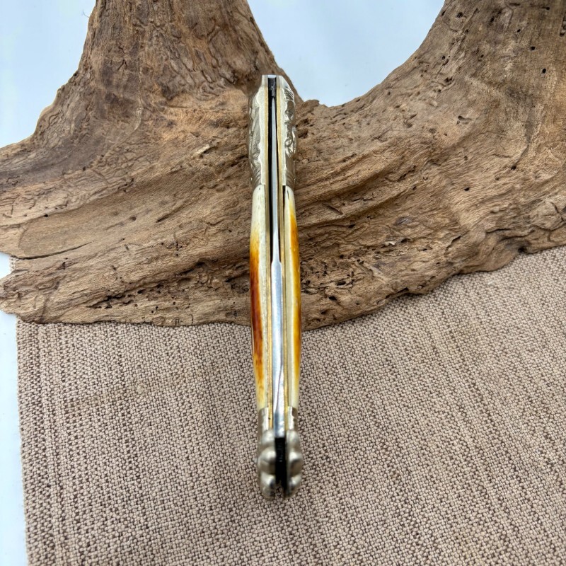 Ole Smokey Large Folding Bowie Pocket Knife Bone Handle Ole Smokey Large Folding Bowie Pocket Knife Bone Handle