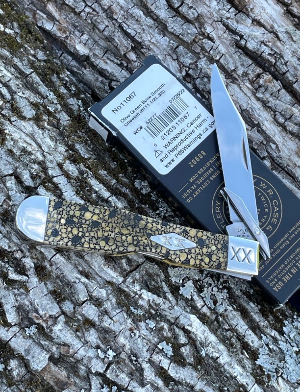 CASE XX ** SFO 2022 SMOOTH OLIVE GREEN BONE LIZARD SKIN CHEETAH
