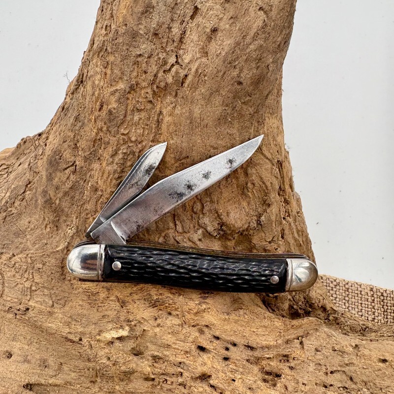 COLONIAL PROV. USA VINTAGE 2 BLADE JACK KNIFE FOLDING CARBON