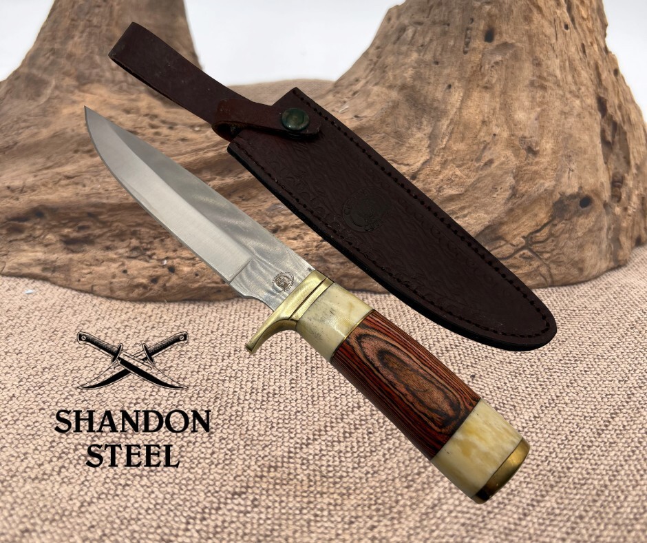 Chipaway Cutlery Hunting Knife GW-3434 Wood/Bone Handle w/ Sheath