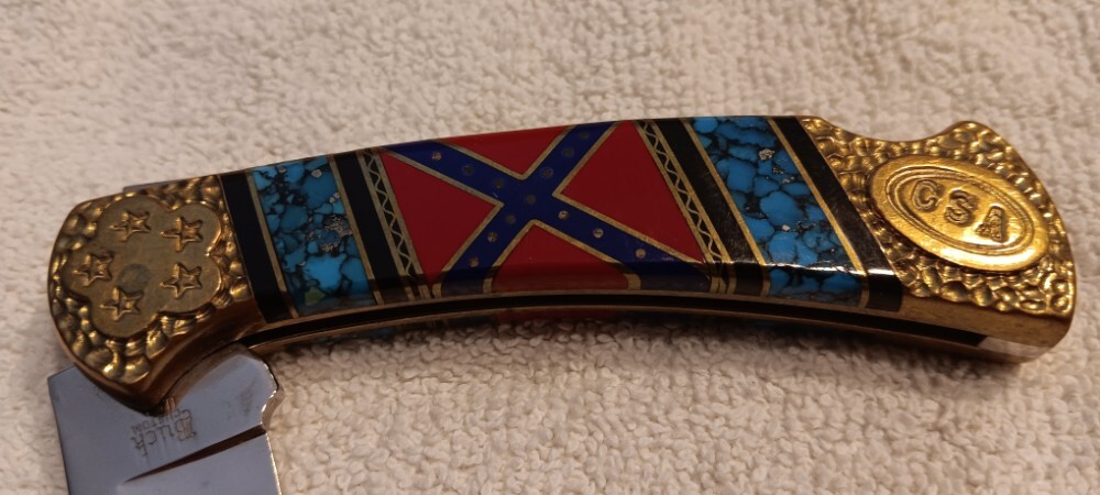 David (Dave) Yellowhorse Buck Model 112 Knife, Confederate Flag