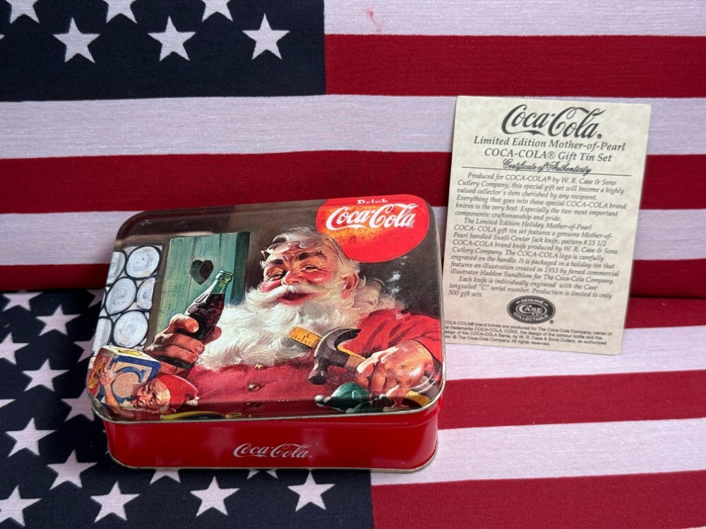 CASE XX USA 2001 SMALL COKE BOTTLE 8225 1/2 SS PEARL HANDLE COCA