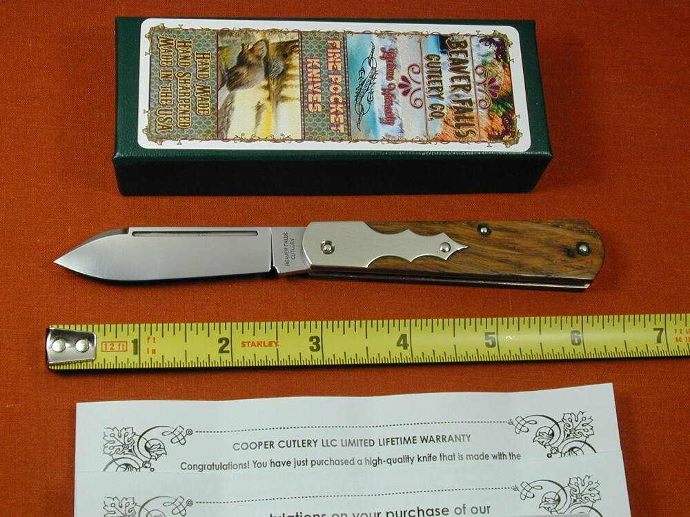 Beaver Falls Cutlery Chestnut Wood Barn Door Hinge Jack Knife NIT