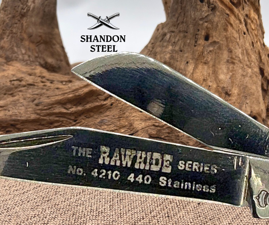 QUEEN USA Q81 THE RAWHIDE SERIES 3 BLADE STOCKMAN FOLDING POCKET KNIFE ...