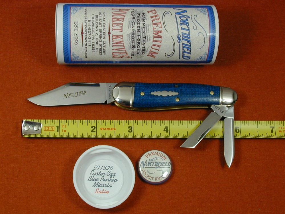 Great Eastern Cutlery GEC Easter Egg Blue Burlap Micarta Geppetto