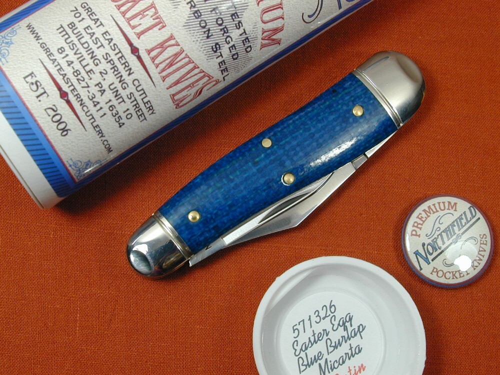 Great Eastern Cutlery GEC Easter Egg Blue Burlap Micarta Geppetto