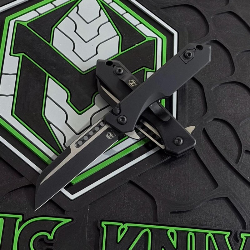 Heretic Knives Jinn Manual Flipper 2-TONE BLACK Black Chassis