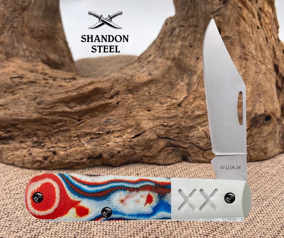 Case XX Red/White/Blue Burl W/White G-10 Smooth XR Barlow