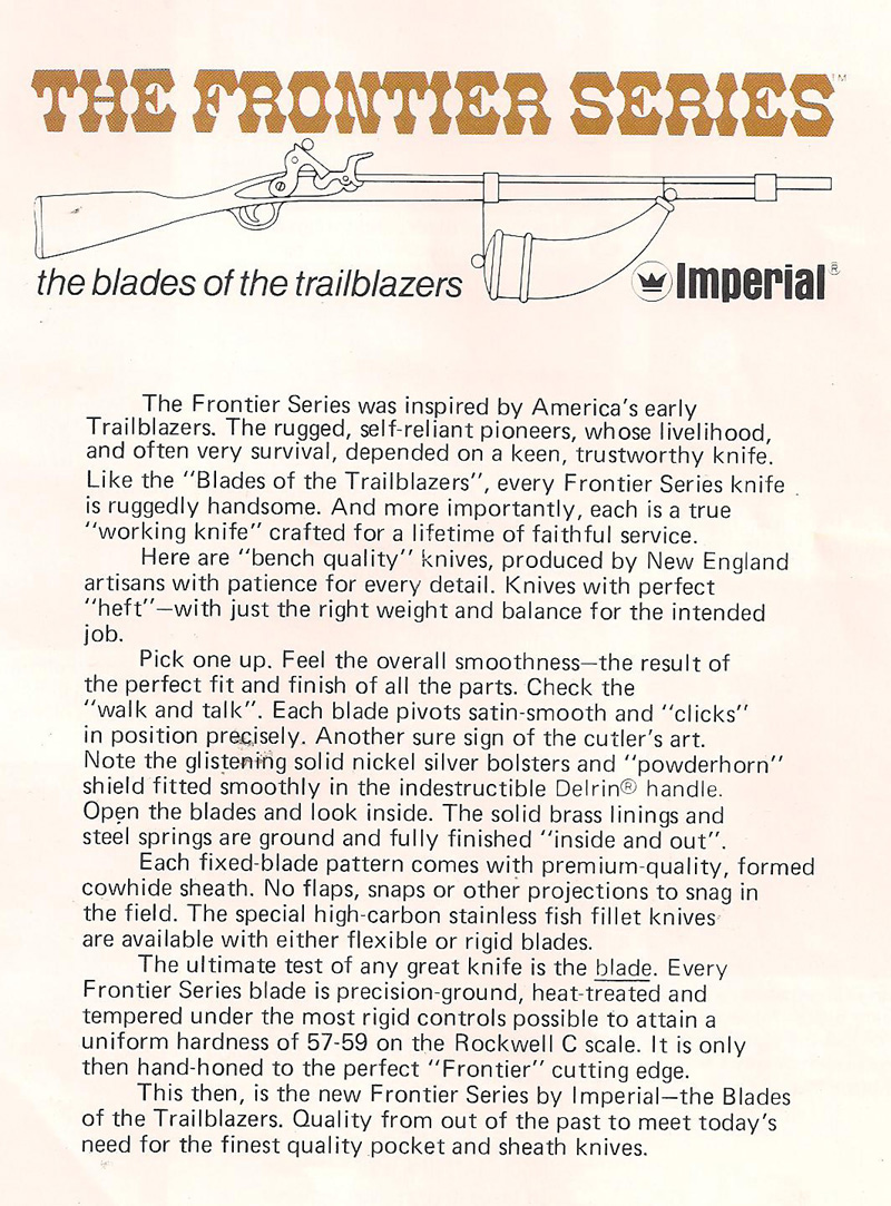 Imperial's Frontier Series Catalog