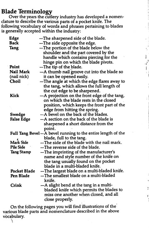 Schrade Blade Terminology