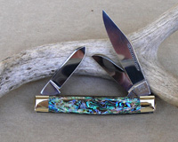 Bulldog Brand Prototype Genuine Heart Abalone Stockman Knife