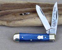Bulldog Brand Blue Giraffe Bone Baby Bullet Trapper Knife