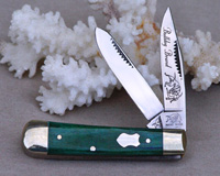 Bulldog Brand Green Giraffe Bone Baby Bullet Trapper Knife
