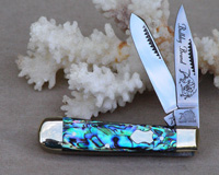 Bulldog Brand Genuine Heart Abalone Baby Bullet Trapper Knife