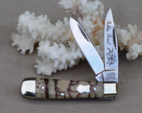 Bulldog Brand Tiger Coral Baby Bullet Trapper Knife