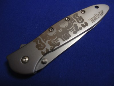 Kershaw Leek Mayan Skull Handle Closed.jpg
