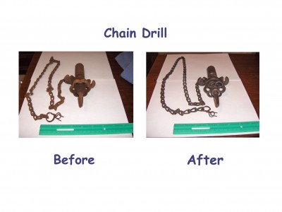 Chain Drill for bit and brace - for overhead drilling or drilling on a round pipe