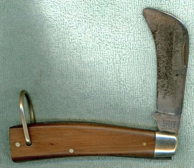 If the tip hadn't been sharpened off on this knife, it would be in about as good condition as one could reasonably expect to find a used knife of this age.