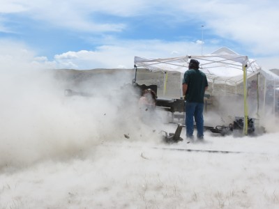 I pressed the shutter button just as the 95mm fired.  You can see the dust cloud forming.  For 5 seconds I was blinded by the dust.