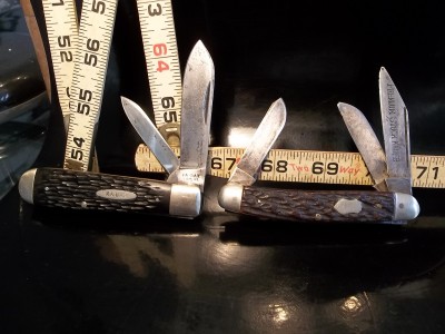 #1 KA-BAR OLEAN,N.Y. #2 PREMIER CIRCLED ON FRONT TANG ON REVERSE K309, Main blade reads PREMIUM STOCK KNIFE