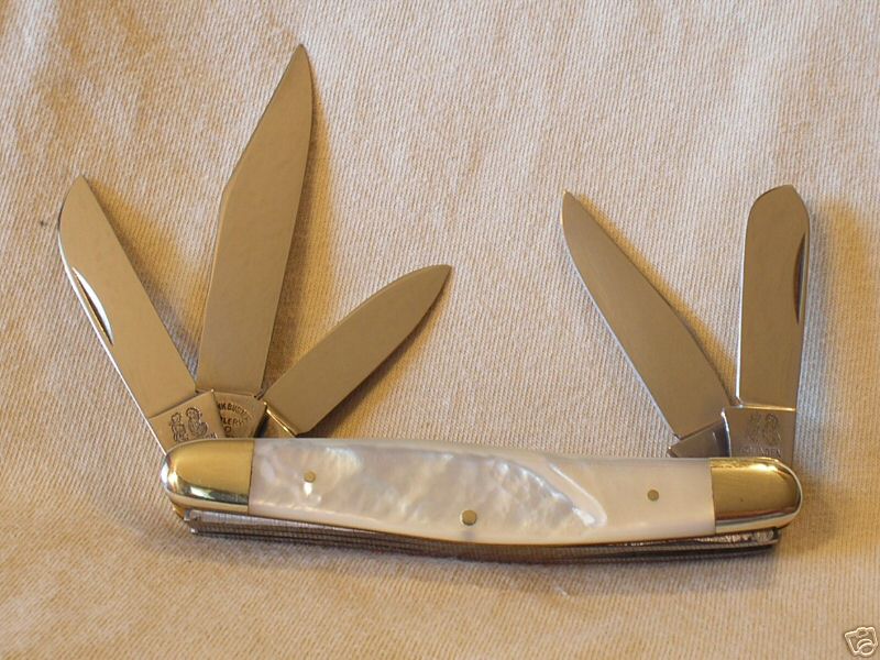 Pre - 1982 Frank Buster Cutlery CO. Tang Stampted - Pearl five blade Stockman Fight'n Rooster.jpg