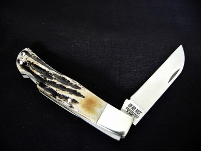 Bear & Son Bone Stag Wharncliffe Lockback - Open.JPG