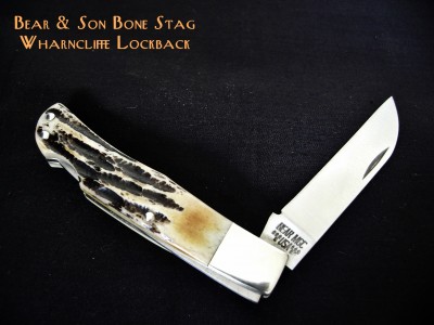 Bear & Son Bone Stag Wharncliffe Lockback - Open.JPG